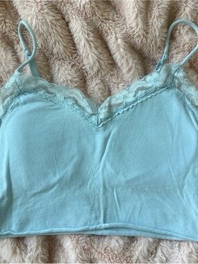 Light Blue Lace Trim Cami Top